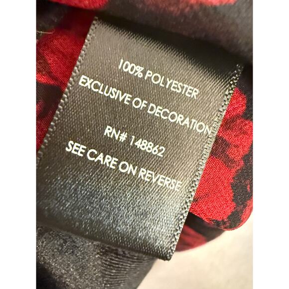 Torrid Black Red Floral Velvet Trim Elegant Romantic Rose Hi-Lo Kimono Plus 2X - Picture 5 of 11